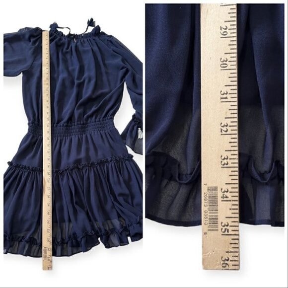 MISA Los Angeles Navy Ruffle Ximena Dress, Size - Picture 15 of 15